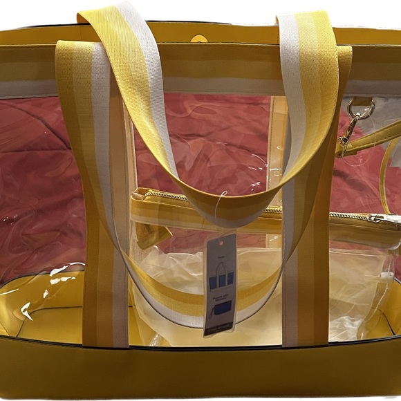 Vinyl & Canvas tote bag with zip close wristlet - Picture 3 of 4